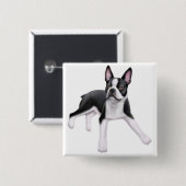 Boston Terrier Pin Vierkante Button 5,1 Cm (Voorkant /achterkant)