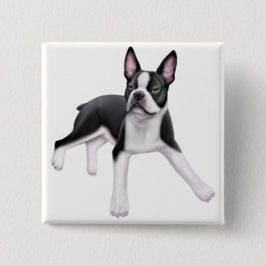 Boston Terrier Pin Vierkante Button 5,1 Cm (Voorkant)