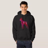 Boston Terrier Pink Red Heart voor vrouwelijke Man Hoodie (Voorkant volledig)