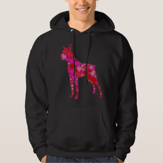 Boston Terrier Pink Red Heart voor vrouwelijke Man Hoodie
