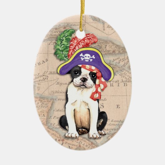Boston Terrier Pirate Keramisch Ornament (Voorkant)