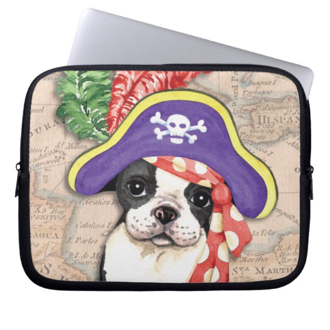 Boston Terrier Pirate Laptop Sleeve (Voorkant)