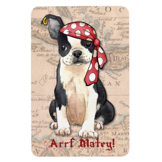 Boston Terrier Pirate Magneet (Verticaal)