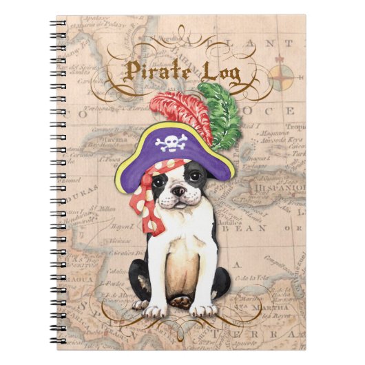 Boston Terrier Pirate Notitieboek (Voorkant)