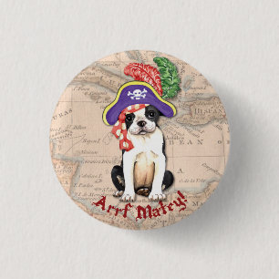 Boston Terrier Pirate Ronde Button 3,2 Cm