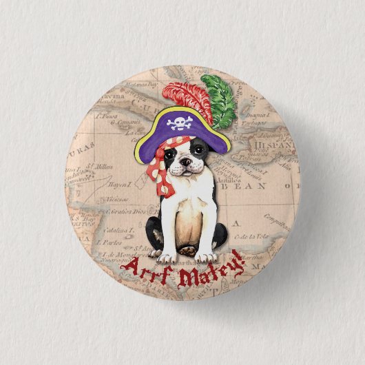Boston Terrier Pirate Ronde Button 3,2 Cm (Voorkant)