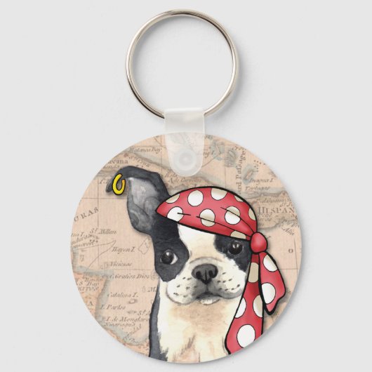 Boston Terrier Pirate Sleutelhanger (Voorkant)