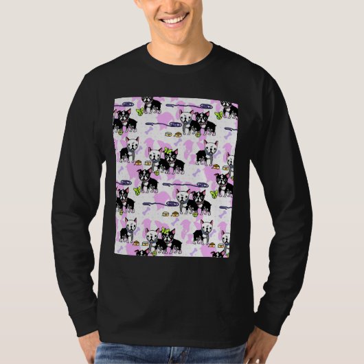 Boston Terrier Pixelart Pattern Graphic T-shirt (Voorkant)