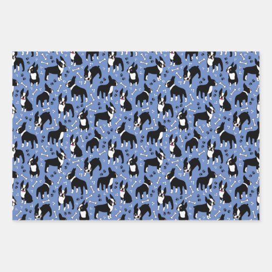 Boston Terrier Playtime Cute Dogs Inpakpapier Vel (Voorkant 3)
