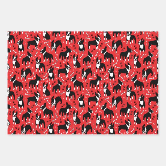 Boston Terrier Playtime Cute Dogs Inpakpapier Vel (Voorkant 2)