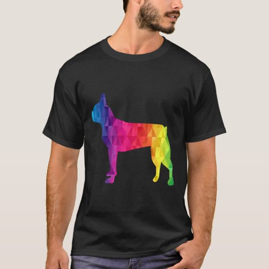 Boston Terrier Poly Graphic Funny Idea mama Dad Bi T-shirt (Voorkant)