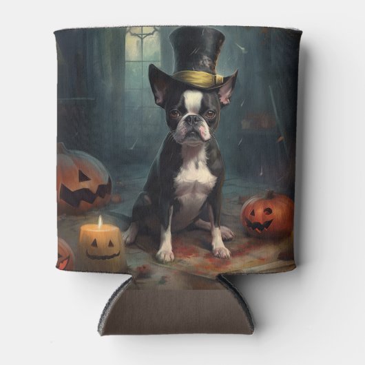 Boston Terrier pompoenen Halloween eng Blikjeskoeler (Voorkant)