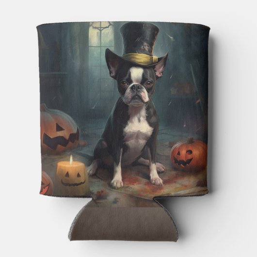 Boston Terrier pompoenen Halloween eng Blikjeskoeler (Achterkant)