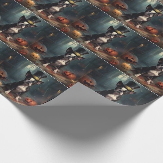 Boston Terrier pompoenen Halloween eng Cadeaupapier (Hoek)