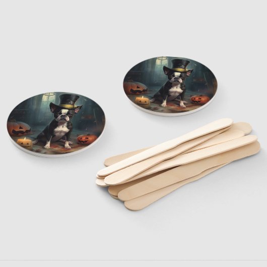 Boston Terrier pompoenen Halloween eng Handwaaier (Niet-gemonteerd)