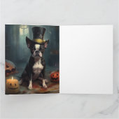 Boston Terrier pompoenen Halloween eng Kaart (Binnen)