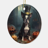 Boston Terrier pompoenen Halloween eng Keramisch Ornament (Links)