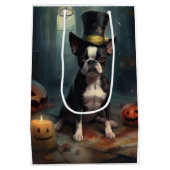 Boston Terrier pompoenen Halloween eng Medium Cadeauzakje (Achterkant)