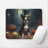Boston Terrier pompoenen Halloween eng Muismat (Met muis)