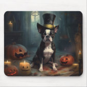 Boston Terrier pompoenen Halloween eng Muismat (Voorkant)
