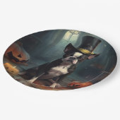 Boston Terrier pompoenen Halloween eng Papieren Bordje (Gekanteld)