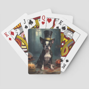 Boston Terrier pompoenen Halloween eng Pokerkaarten
