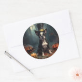 Boston Terrier pompoenen Halloween eng Ronde Sticker (Envelop)