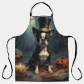 Boston Terrier pompoenen Halloween eng Schort (Voorkant)