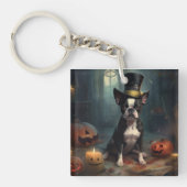 Boston Terrier pompoenen Halloween eng Sleutelhanger (Voorkant)