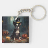 Boston Terrier pompoenen Halloween eng Sleutelhanger (Achterkant)