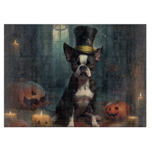 Boston Terrier pompoenen Halloween eng Snijplank (Voorkant)
