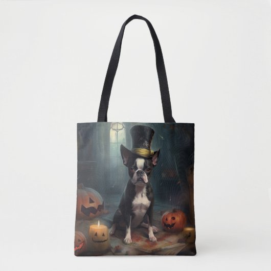 Boston Terrier pompoenen Halloween eng Tote Bag (Voorkant)