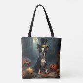 Boston Terrier pompoenen Halloween eng Tote Bag (Achterkant)