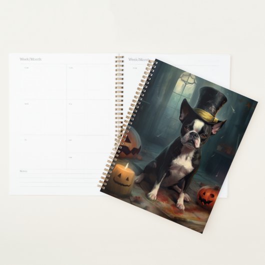 Boston Terrier Pompoenen Halloween Griezelen Planner (Display)
