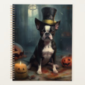 Boston Terrier Pompoenen Halloween Griezelen Planner (Voorkant)
