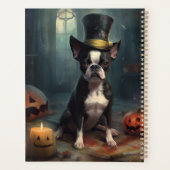 Boston Terrier Pompoenen Halloween Griezelen Planner (Achterkant)