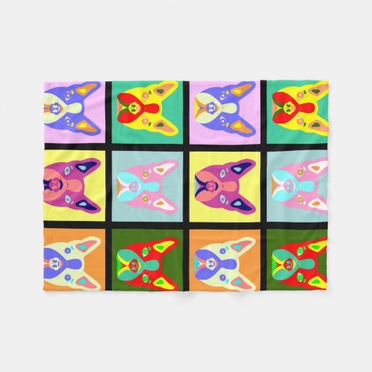 Boston Terrier Pop Art Fleece Deken (Voorkant (Horizontaal))