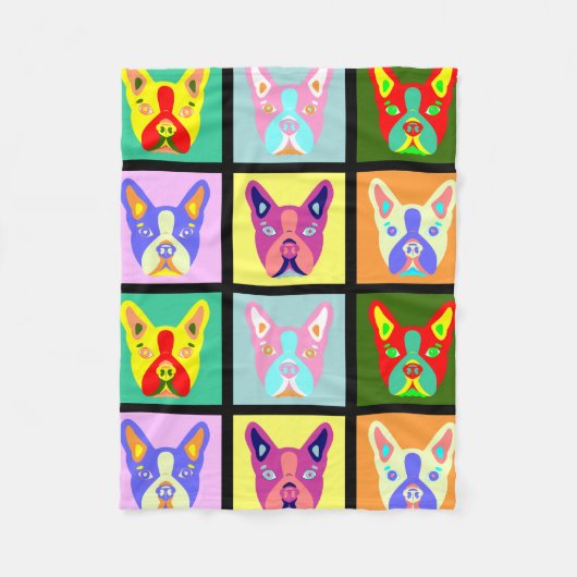 Boston Terrier Pop Art Fleece Deken (Voorkant)