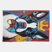 Boston Terrier Pop Art Keukenhanddoek (Horizontaal)