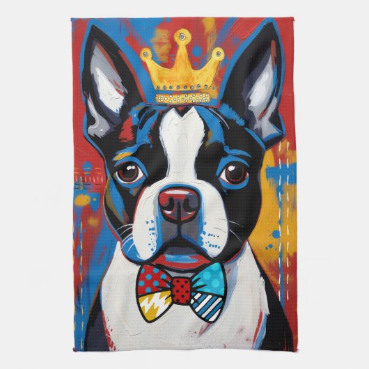 Boston Terrier Pop Art Keukenhanddoek (Verticaal)