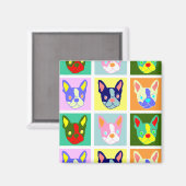 Boston Terrier Pop Art Magneet (Voorkant / Achterkant)