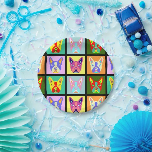 Boston Terrier Pop Art Papieren Bordje (Feest)