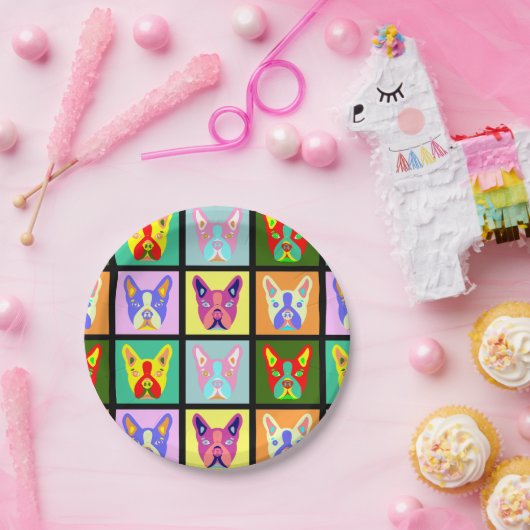 Boston Terrier Pop Art Papieren Bordje (Feest)