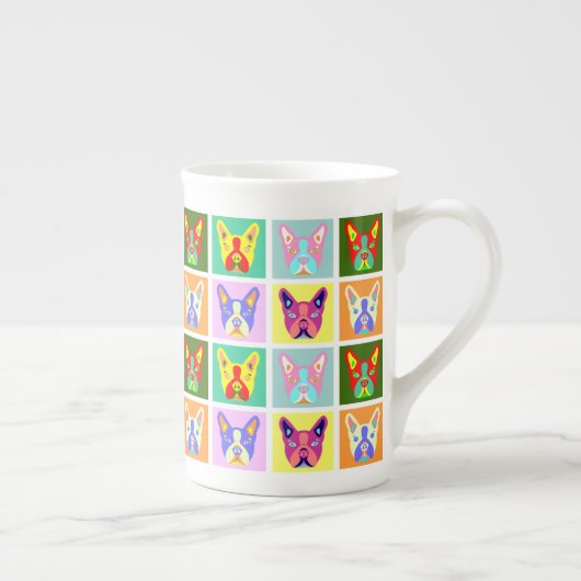 Boston Terrier Pop Art Porselein Kop (Rechts)