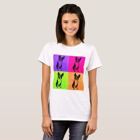 Boston Terrier pop art shirt (Voorkant volledig)