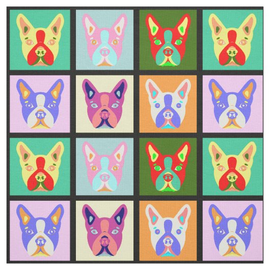 Boston Terrier Pop Art Stof (Swatch)