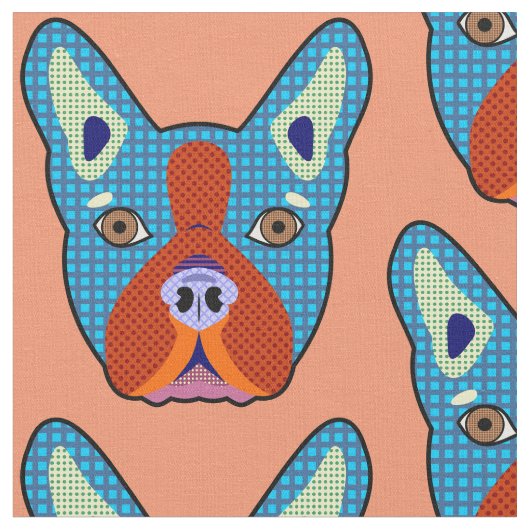 Boston Terrier Pop Art Stof (Close Up)