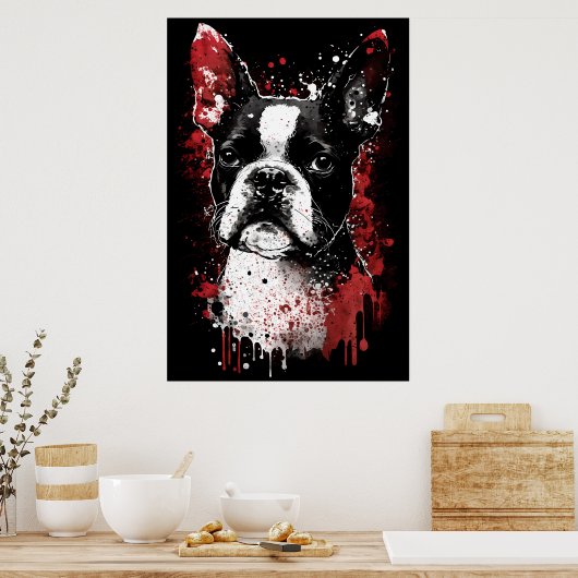 Boston Terrier Portrait Poster (Keuken)