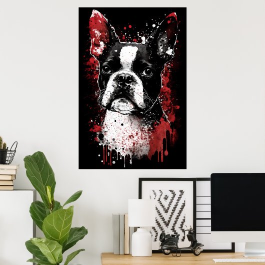 Boston Terrier Portrait Poster (Thuiskantoor)