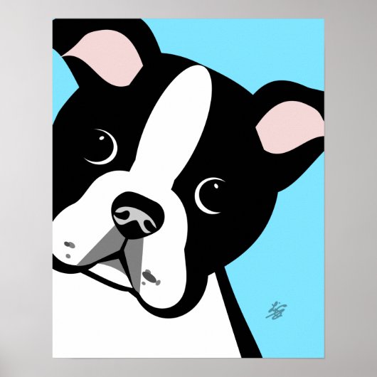 Boston Terrier Portrait Poster (Voorkant)